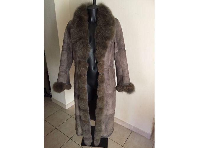 Autre Marque Giovanni Leder Mantel Grau mit Pelzfutter - Ansicht 3