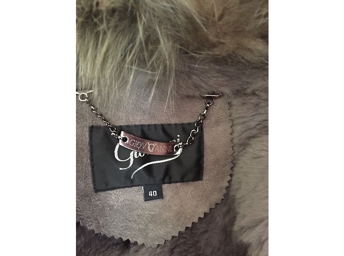 Autre Marque Giovanni Leder Mantel Grau mit Pelzfutter - Ansicht 5