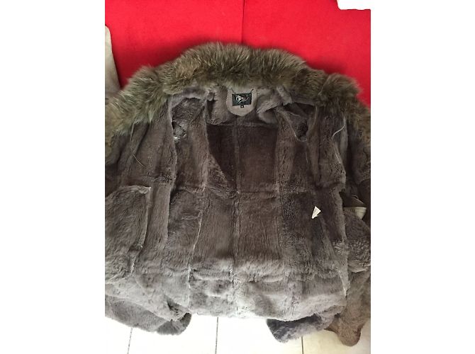 Autre Marque Giovanni Leder Mantel Grau mit Pelzfutter - Ansicht 7