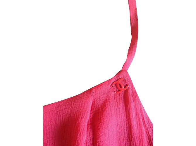 Vestido Chanel de seda sin tirantes Coral - vista 2