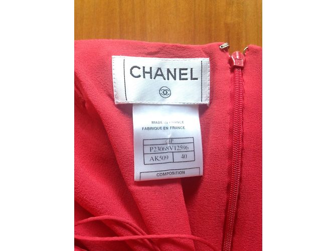 Vestido Chanel de seda sin tirantes Coral - vista 3