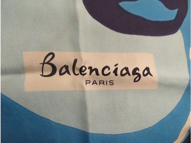 Sciarpa Balenciaga in seta blu - vista 3