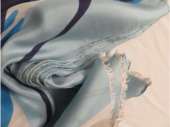 Sciarpa Balenciaga in seta blu - vista 4