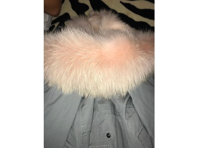 Parka Mr and Mrs Furs de algodón gris con forro de piel - vista 14