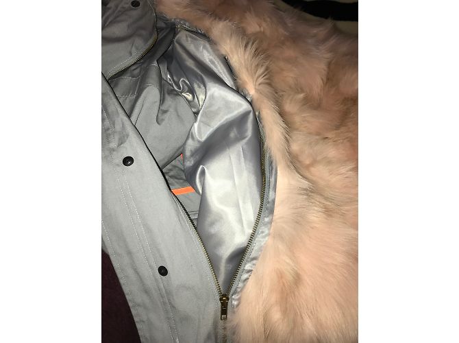 Parka Mr and Mrs Furs de algodón gris con forro de piel - vista 17