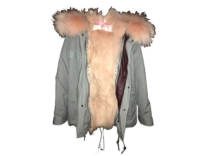 Parka Mr and Mrs Furs de algodón gris con forro de piel - vista 2