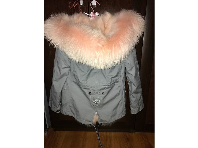 Parka Mr and Mrs Furs de algodón gris con forro de piel - vista 5