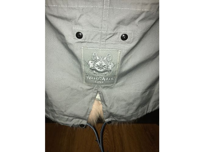 Parka Mr and Mrs Furs de algodón gris con forro de piel - vista 6