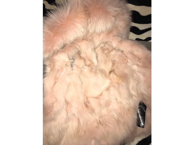 Parka Mr and Mrs Furs de algodón gris con forro de piel - vista 8
