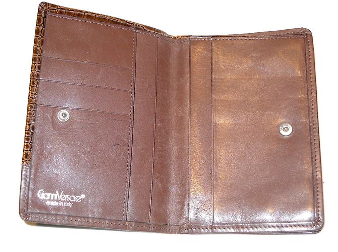 Gianni Versace Leather Croco Wallet Brown - view 3