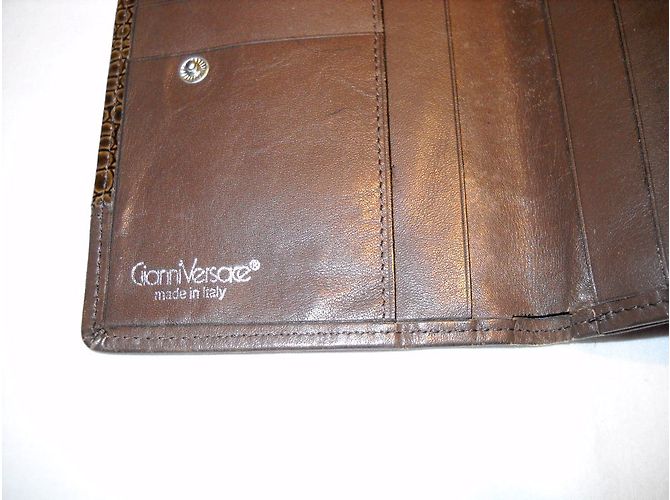 Gianni Versace Leather Croco Wallet Brown - view 4