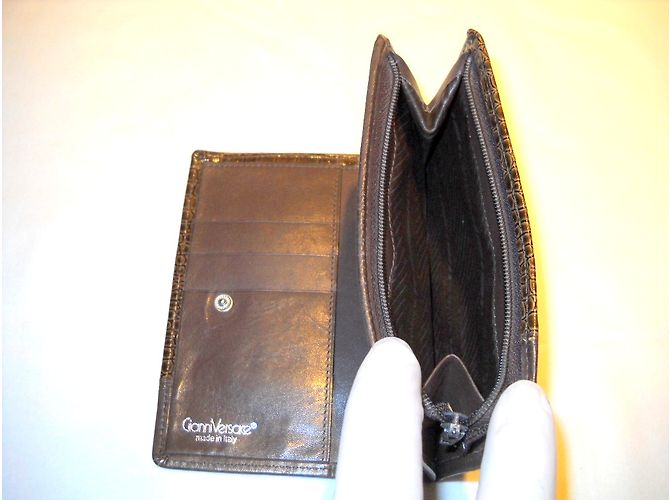 Gianni Versace Leather Croco Wallet Brown - view 5