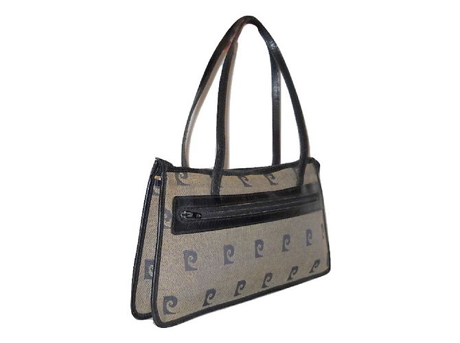 Borsa a spalla Pierre Cardin blu P allover in tessuto e pelle - vista 2