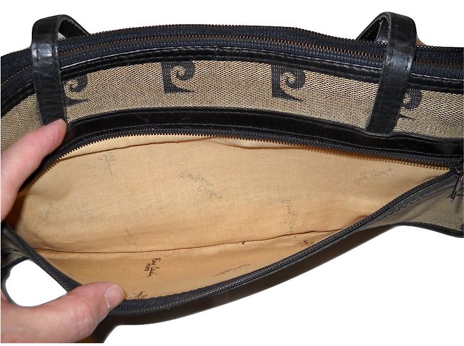 Borsa a spalla Pierre Cardin blu P allover in tessuto e pelle - vista 4