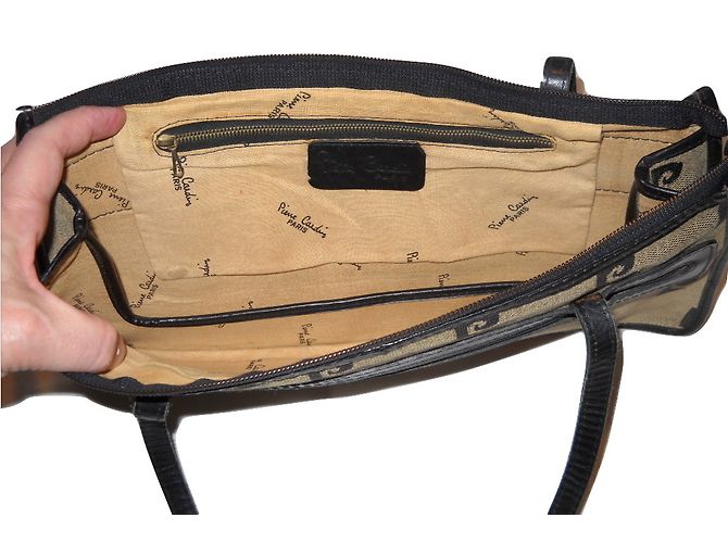 Borsa a spalla Pierre Cardin blu P allover in tessuto e pelle - vista 5