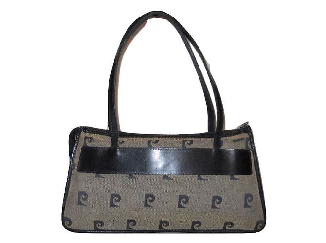 Borsa a spalla Pierre Cardin blu P allover in tessuto e pelle - vista 7