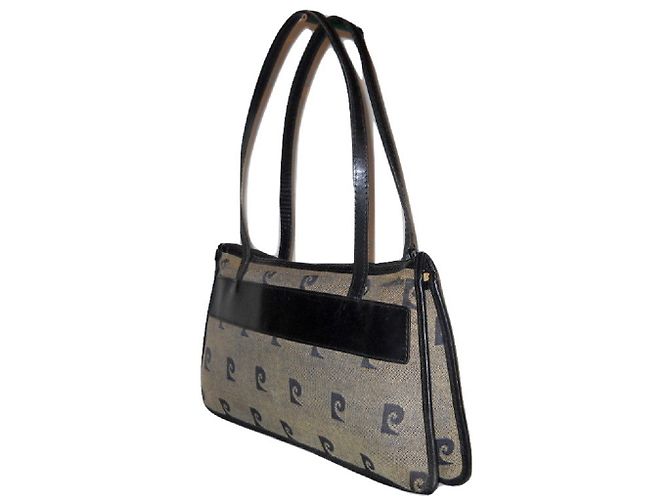 Borsa a spalla Pierre Cardin blu P allover in tessuto e pelle - vista 9