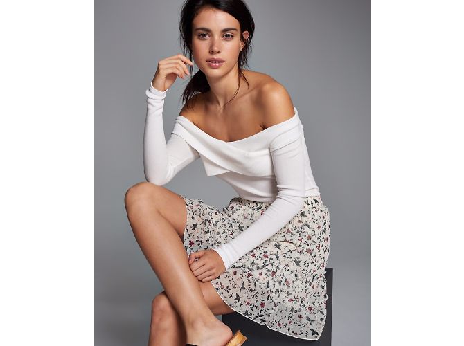 Falda skater estampada Abercrombie & Fitch Blanca M Blanco - vista 5