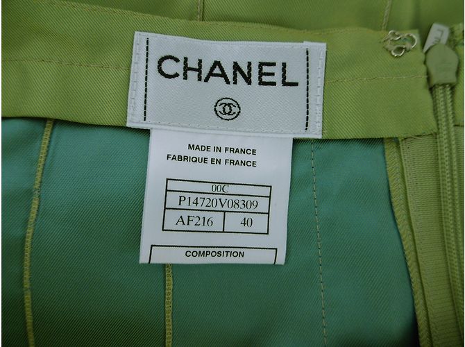Gonna lunga a pieghe con taglio alto e fodera di Chanel Verde - vista 12