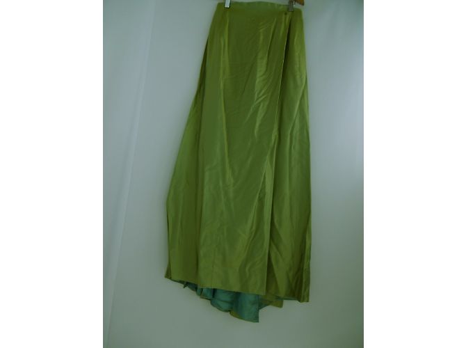 Gonna lunga a pieghe con taglio alto e fodera di Chanel Verde - vista 3
