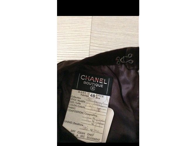 Falda Chanel de terciopelo marrón Talla 40 Castaño - vista 3