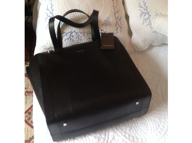 Borsa tote Trussardi 2anneaux in pelle di agnello nera - vista 4