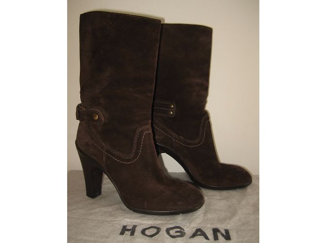 Botines Hogan de gamuza marrón Castaño - vista 8