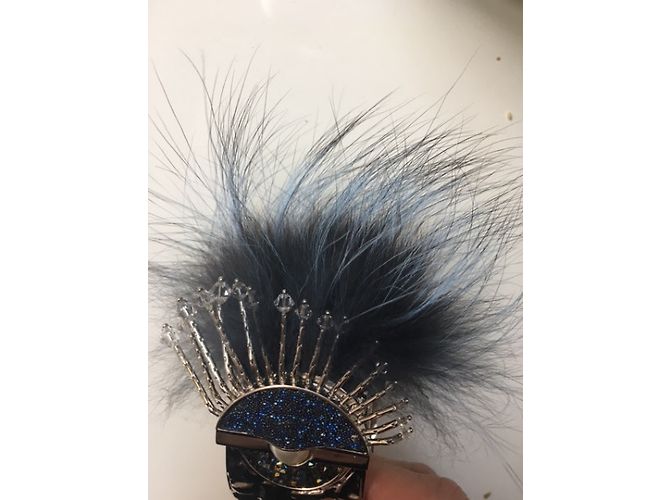 Fendi Silver Bracelet with Blue and Black Fox Fur Silvery - view 11
