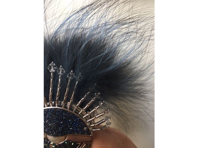 Fendi Silver Bracelet with Blue and Black Fox Fur Silvery - view 14