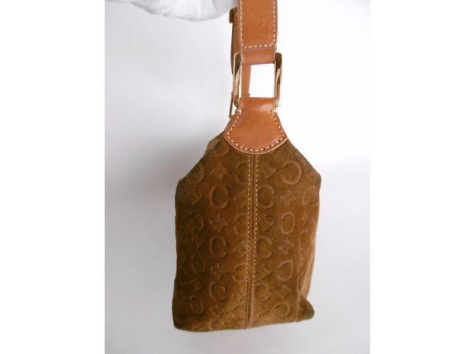 Céline Borsa a tracolla con logo Monogram in pelle scamosciata - vista 4