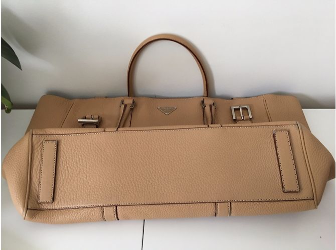 Borsa a mano Prada Vitello Daino in pelle beige - vista 9