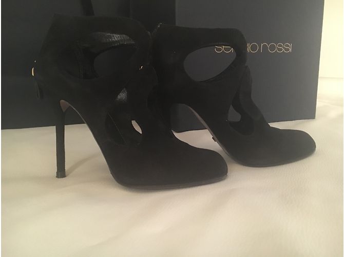 Botines Sergio Rossi de nubuck negro - vista 3
