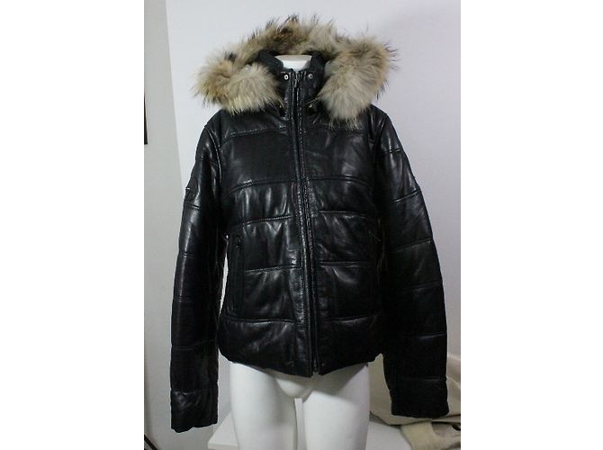 Autre Marque Chaqueta de cuero negra Degré 7 Duvillard con capucha desmontable Negro - vista 3