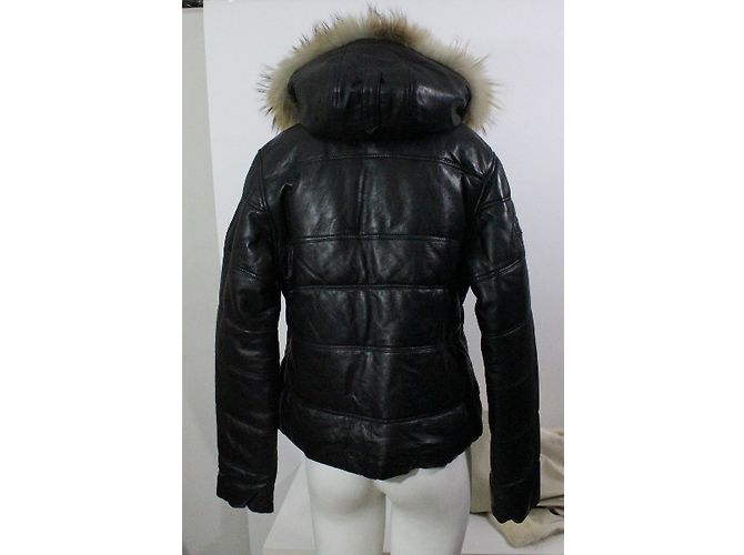 Autre Marque Chaqueta de cuero negra Degré 7 Duvillard con capucha desmontable Negro - vista 4
