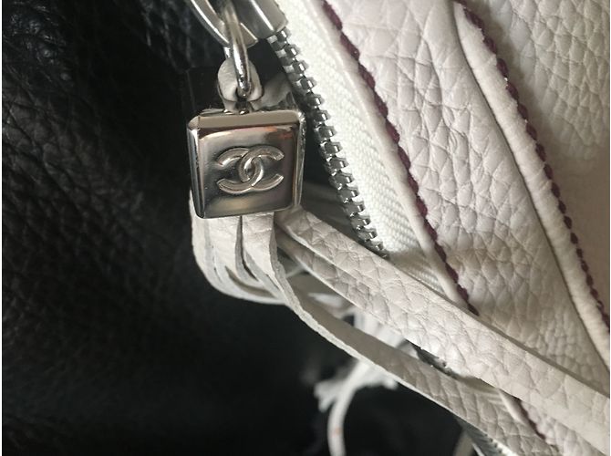 Borsa Chanel in pelle bianca Bianco - vista 5