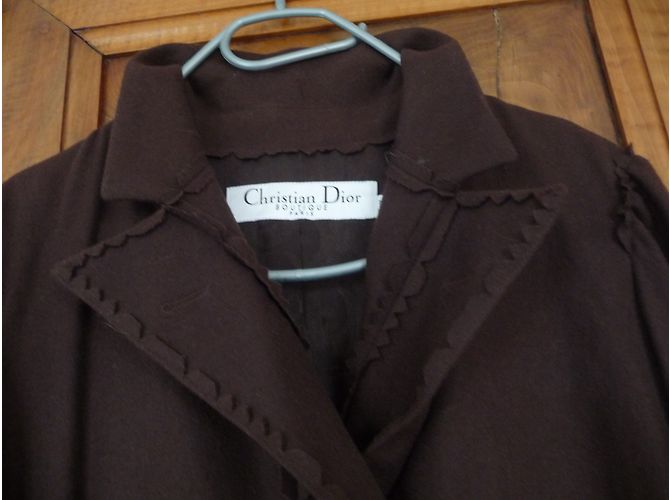Abrigo Christian Dior de lana marrón Castaño - vista 3