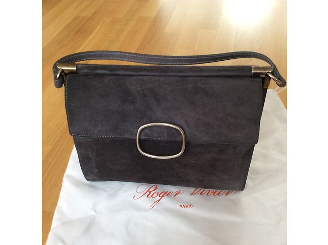Borsa a spalla Roger Vivier in scamosciato grigio - vista 4