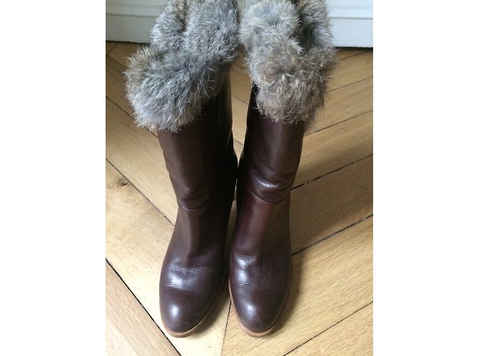 Véronique Branquinho Botas de piel Chocolate - vista 6