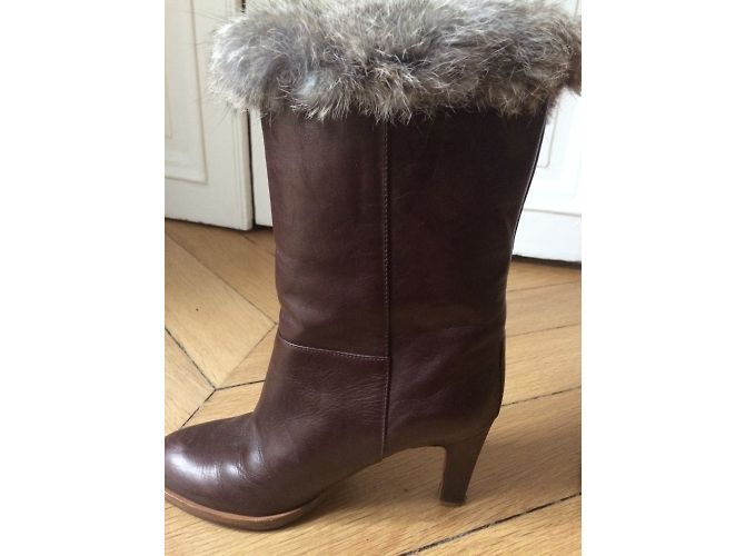 Véronique Branquinho Botas de piel Chocolate - vista 7