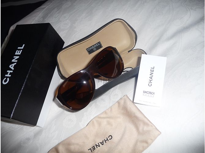 Gafas de sol Chanel marrones de plástico Castaño - vista 7