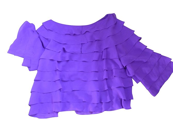 Top de seda rosa Georges Rech cuello barco - vista 2
