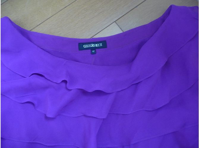 Top de seda rosa Georges Rech cuello barco - vista 3