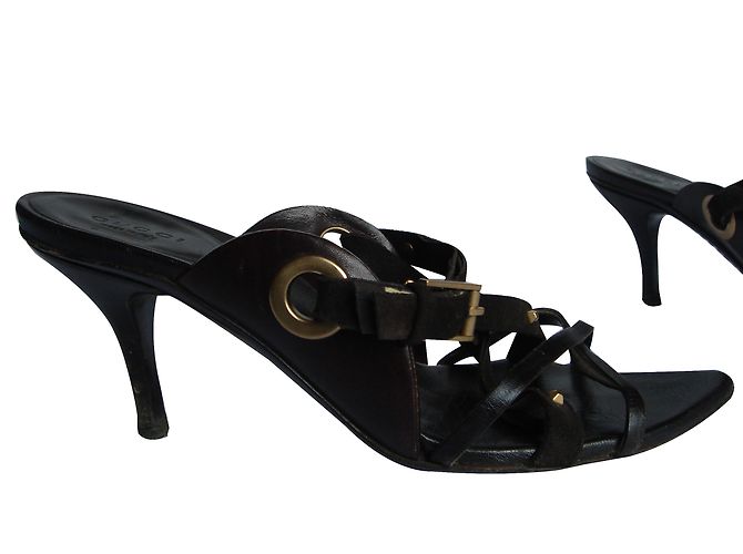 Mule Gucci in pelle marrone - vista 2