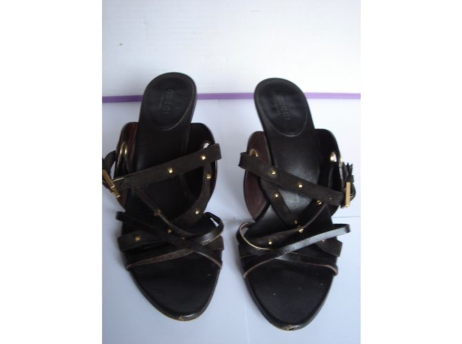 Mule Gucci in pelle marrone - vista 4