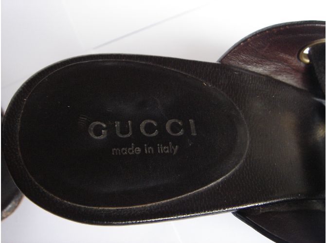 Mule Gucci in pelle marrone - vista 5