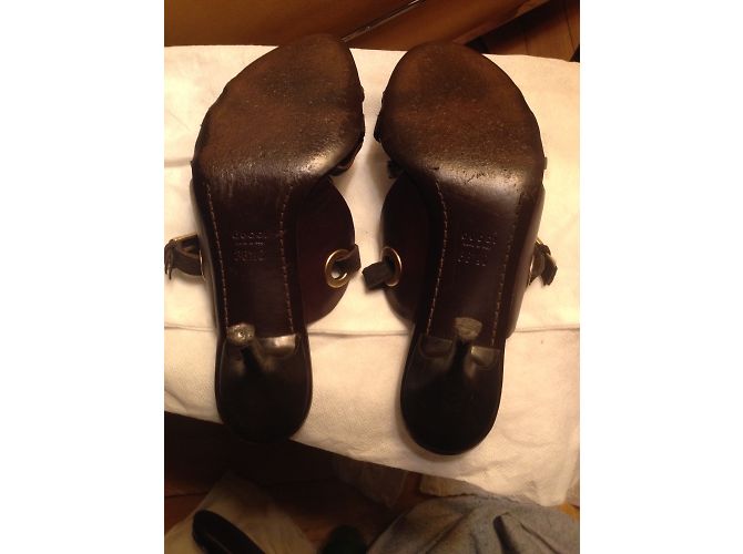 Mule Gucci in pelle marrone - vista 7