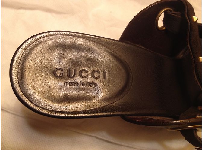 Mule Gucci in pelle marrone - vista 9