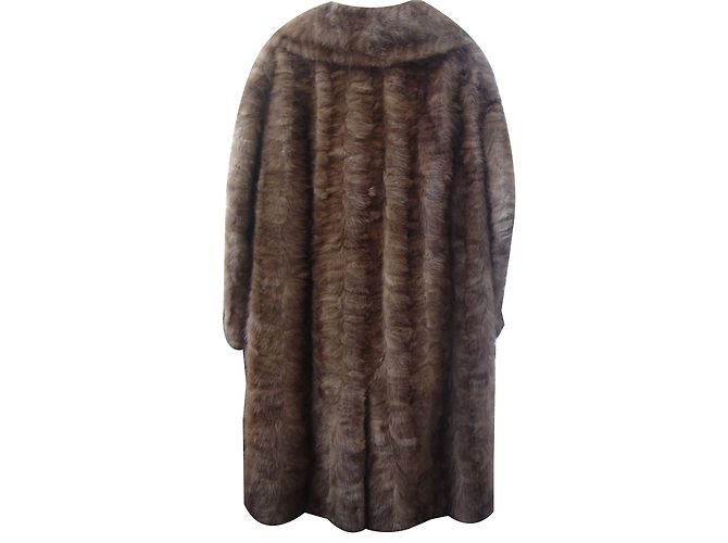 Autre Marque Abrigo de visón con sombrero Beige Talla 40 - vista 2
