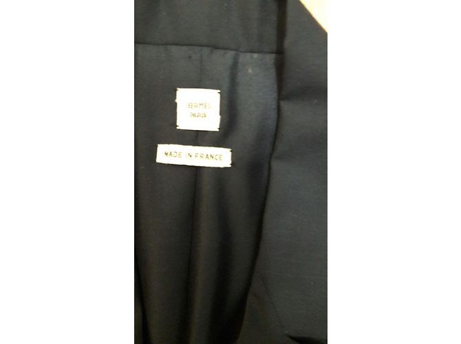 Hermès Wickelkleid aus Wolle Blau Grösse 36 - Ansicht 8