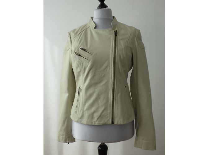 Ikks Biker-Jacke aus Lammleder Eggshell XL Aus weiß - Ansicht 3